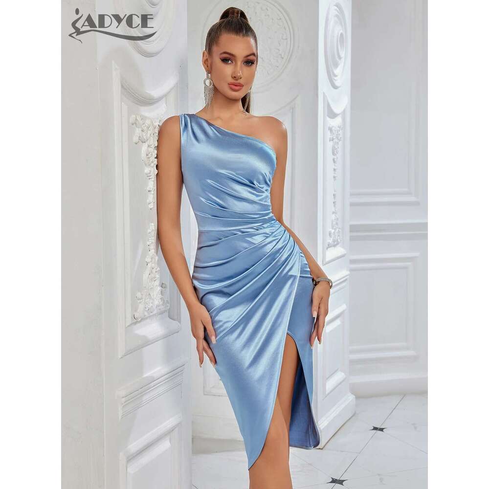 ADYCE New Summer One Shoulder For Women Drape Elegant Dress Celebrity Evening Party Dresses High slit Sexy Bodycon Vestidos