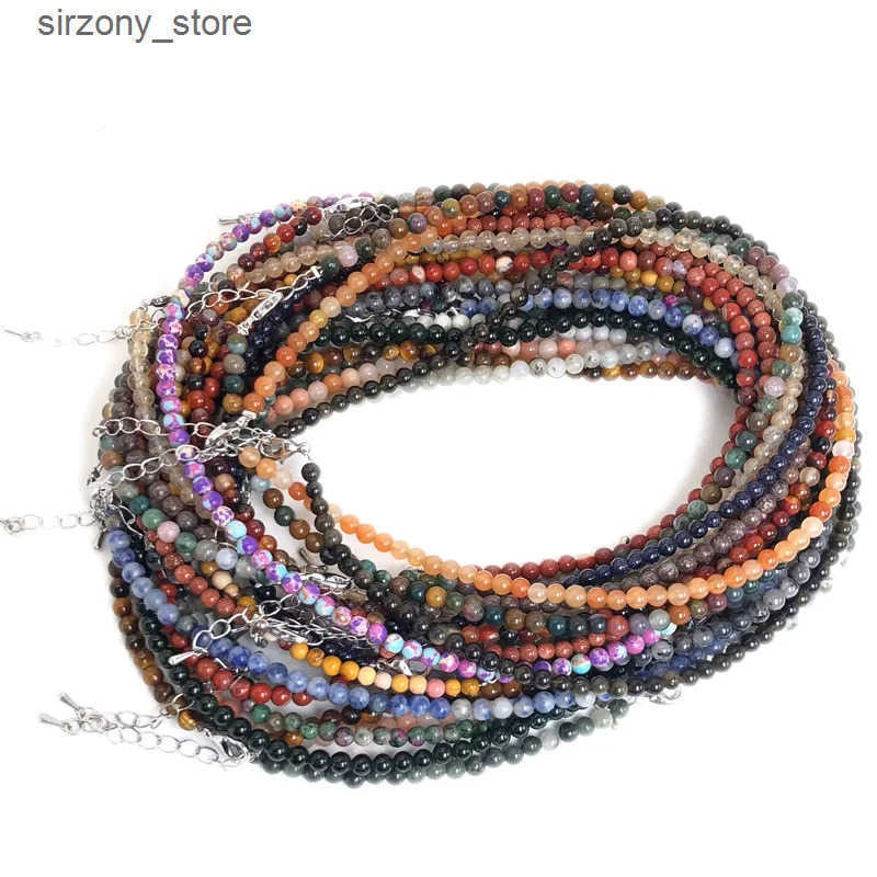 4mm Small Seed Bead Choker Necklace Handmade Natural Stone Opal Agate Crystal Necklace Bohemia Men Women Jewelry LOVERS Gift z250513UBGC