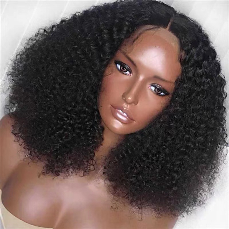 Womens Wig Black Small Curly Medium Long Hair Wig Head Cover Short Curly Hair