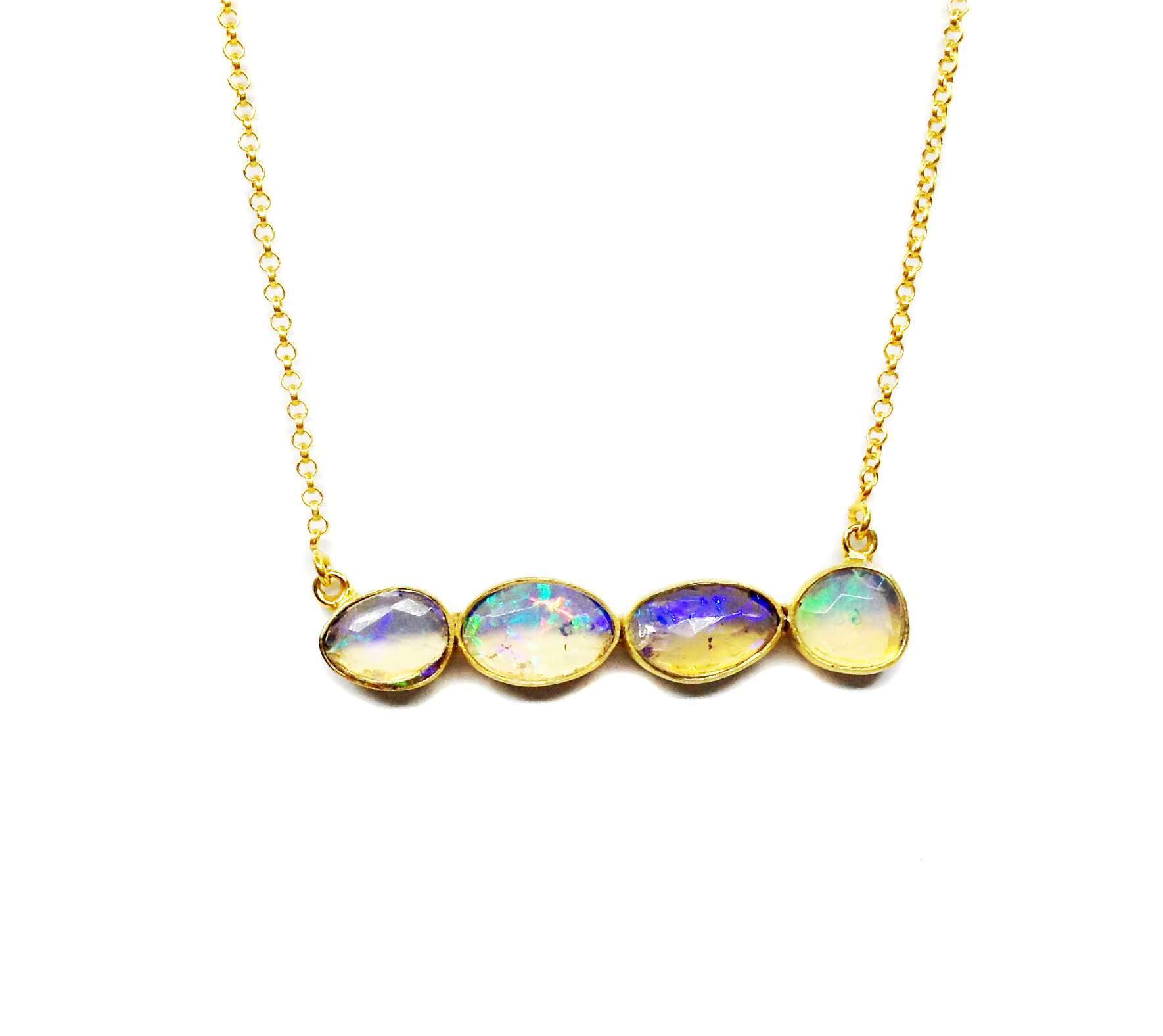 Classic Design Pure Sier Gold Plated Natural Opal Pendant Fashion Accessories Women's Party Wearing Necklace