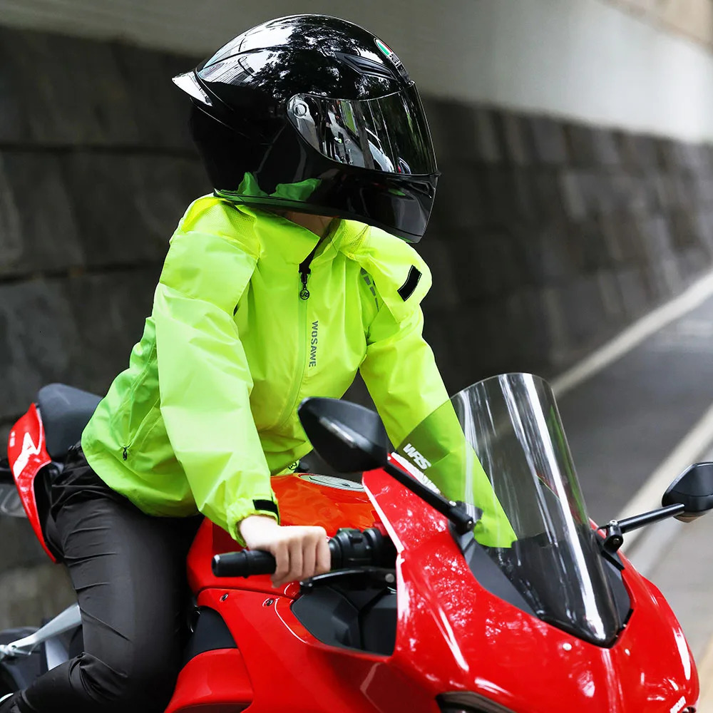 WOSAWE Motorcycle Women Raincoat Cap Pocket Riding Reflective Waterproof Motorcyclist Split Capa De Chuva Motoqueiro Impermeable 250513