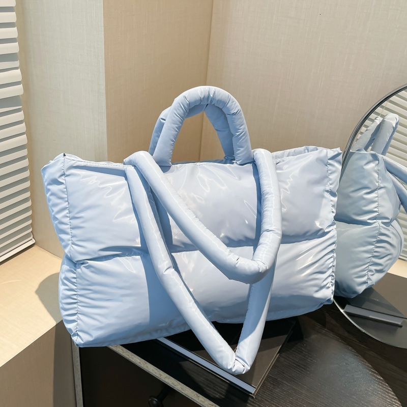2025 New Filled Soft Glutinous Tote College Students, Single Shoulder for Class, niche Space Cotton Bag