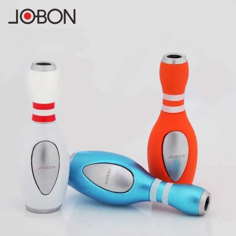 Jobon Bowling Ball Shaped Turbine Torch Lighter Desktop Ornaments Gift Metal Outdoor Windproof Blue Flame Jet Butane Gas Lighter Y250513