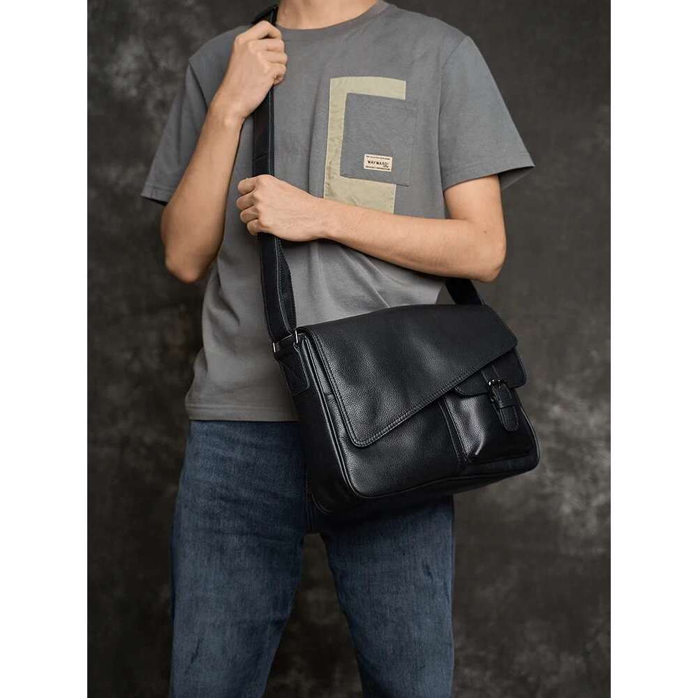 Casual Men Crossbody Genuine Fashion Shoulder Bag High Quality Leather Original Messenger For 10.5 Inch iPad NUPUGOO