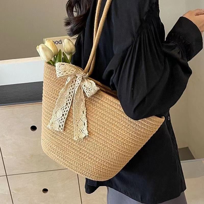 2025 new bag, large capacity hand woven bag, early spring new item, women's designer handbag, women's outdoor beach vacation bag