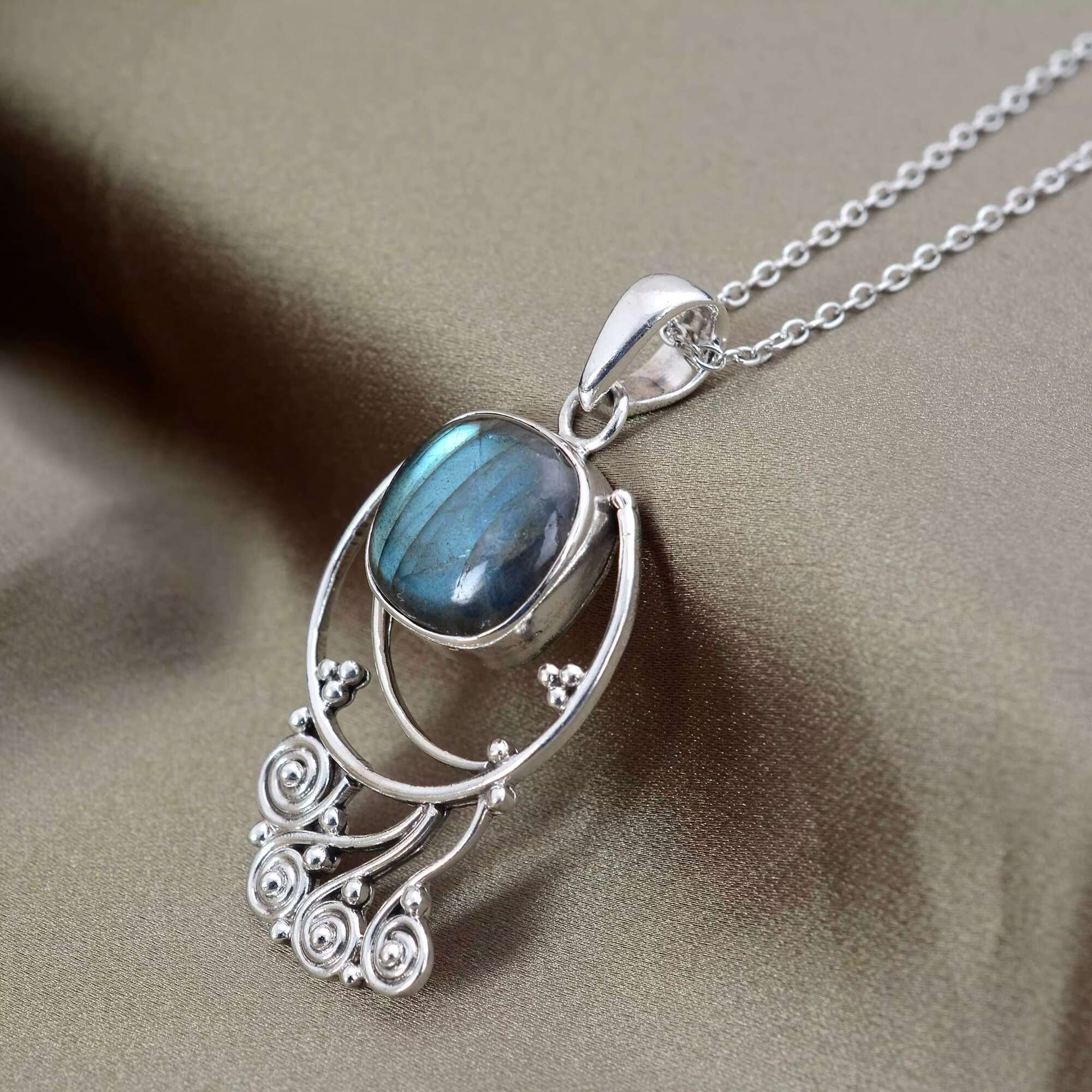 Shining fashion S pure sier natural Labrador geometric pendant necklace for women's accessories