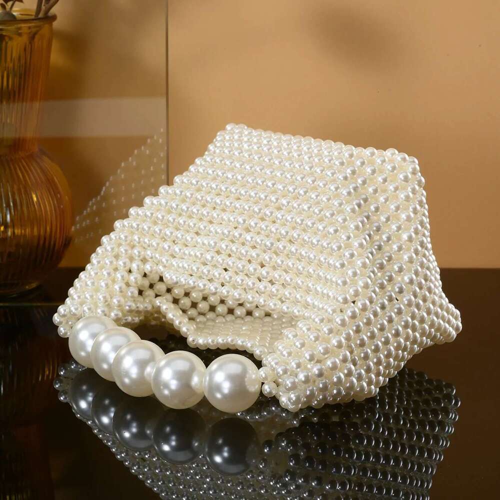 European And American Style New Beaded Summer Women's Pearl Hand Woven Wrist Bag Fashion Temperament Handbag