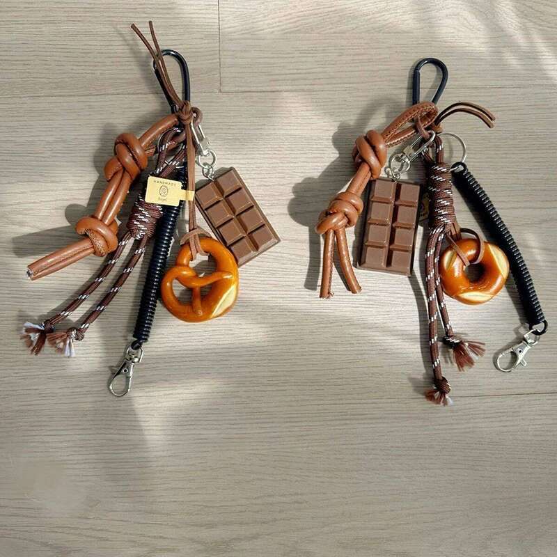 Autumn/Winter Brown Cute Alkaline Bread Korean Style INS Bag Pendant Chocolate Mountain Climbing Rope Keychain Decorative Hangin