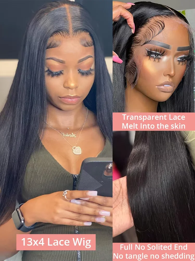 13x6 Straight Lace Front Wig HD Transparent Brazilian Human Hair Wigs For Women 360 Lace Frontal Wig Lace Closure Wig Synthetic Front Wig