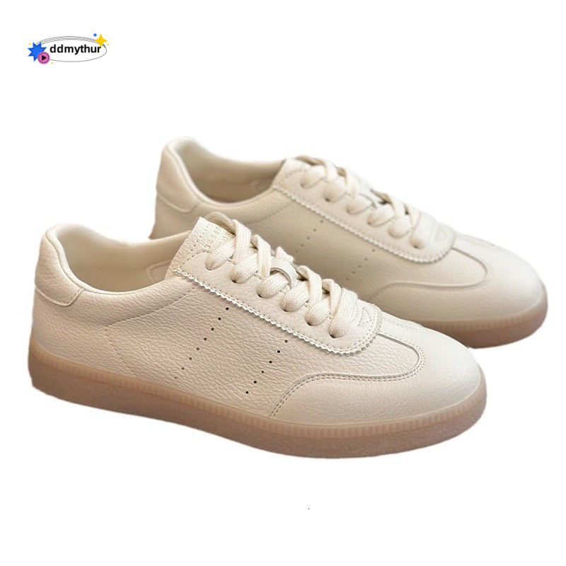 Leather soft soled white for women in the summer of 2025, comfortable, breathable, versatile, casual, flat bottomed, lace up board shoes, single shoes