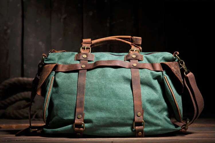Vintage Military + Genuine Leather Shoulder Sling Crossbody Tote Handbag Men Canvas Messenger Bag Leisure