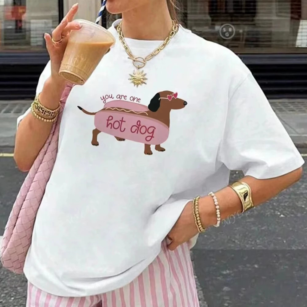 You are One Dog Tshirt Summer Street Fashion Casual Wear Printed Funny Women White Short Sleeve Loose Cotton Top 250513