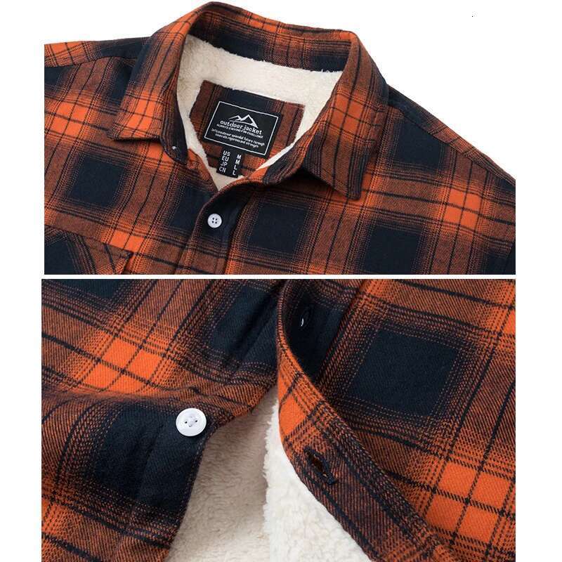MAGCOMSEN Men's Fleece Plaid Flannel Shirt Button Up Casual Cotton Jacket Thicken Warm Spring Work Coat Sherpa Outerwear