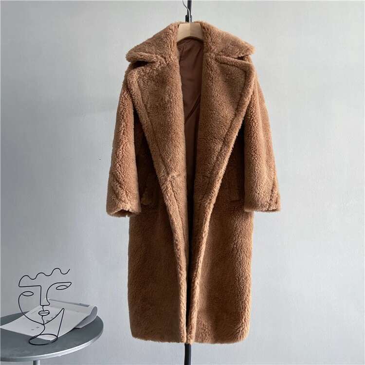 Winter Jacket Women Long Coat Wool Woven Fabric Thick Warm Outerwear Oversize Fashion Streetwear Teddy Bear Coats