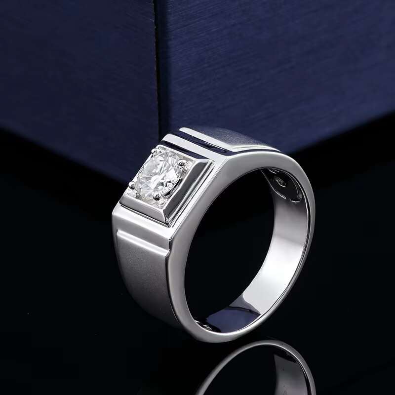Luxury 925 Sterling Silver Moissanite Diamond Rings 1ct round VVS D Color Wedding Engagement Gift