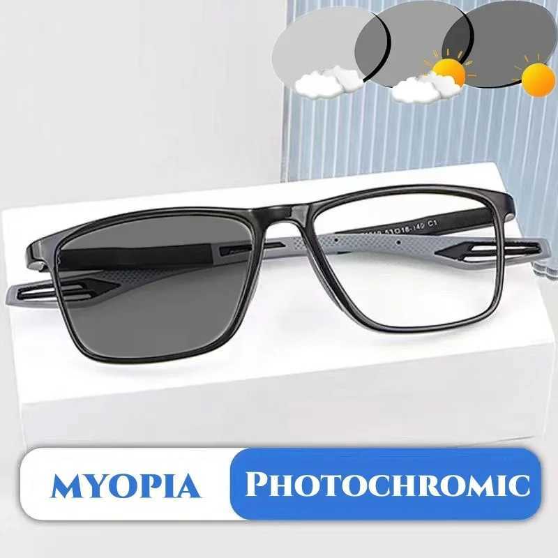 Photochromic Sports Myopia Glasses Fashion Trend Anti-blue Light Near Sight Glasses Outdoor Anti-collision Sunscreen Glasses W250513