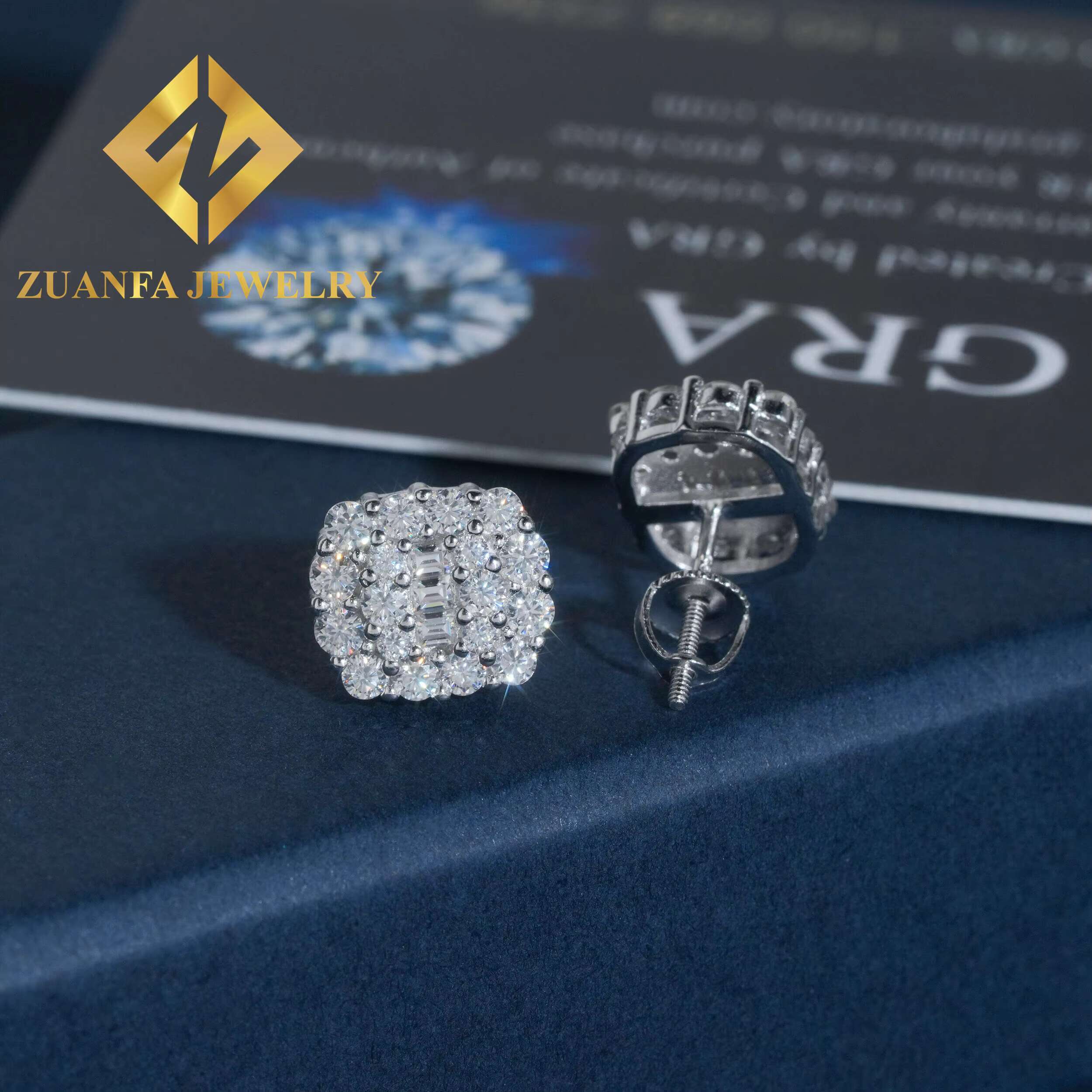 Wholesale Price Stud Earring Hip Hop 925 Sterling Silver Pass Diamond Tester GRA Certified Moissanite Luxury Stud Earring
