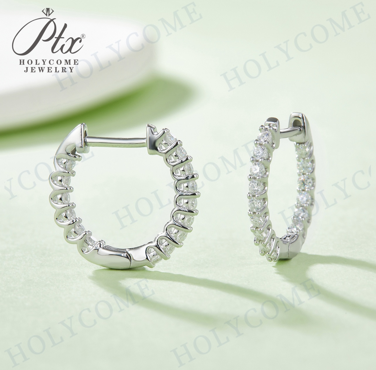 Stylish D Color Moissanite Small Hoop Earrings 925 Sterling Silver Three Colors Sparkling Ear Buckles For Women Wedding Fine Jewelry Wholesale