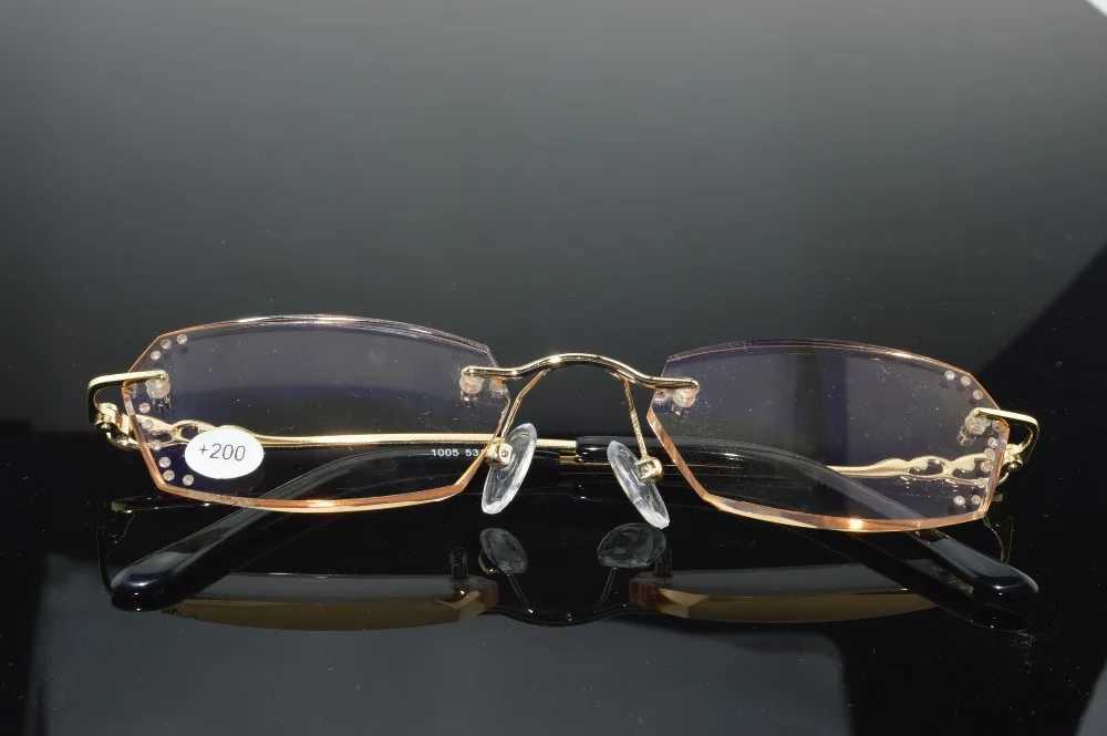 = CLARA VIDA = Fashion Ladies Luxury Diamond Cutting Edges Ultra Light Rimless Reading Glasses With Case +1 +1.5 +2 +2.5 +3 W250513