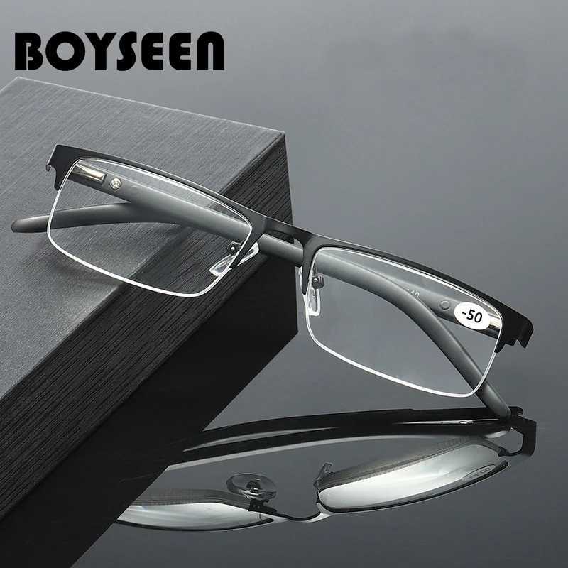BOYSEEN Titanium alloy Nearsighted Glasses Non spherical 12 Layer Coated Minus lenses Business Myopia Eyeglasses -0.5 -1.0 -1.25 W250513