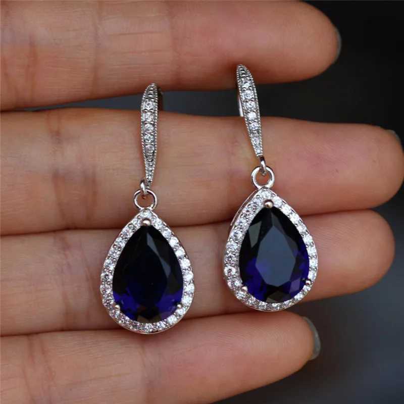Huitan Classic Drop Earring for Women White/Blue/Purple CZ Stone Wedding Engagement Party Accessories Simple and Elegant Jewelry Y250510