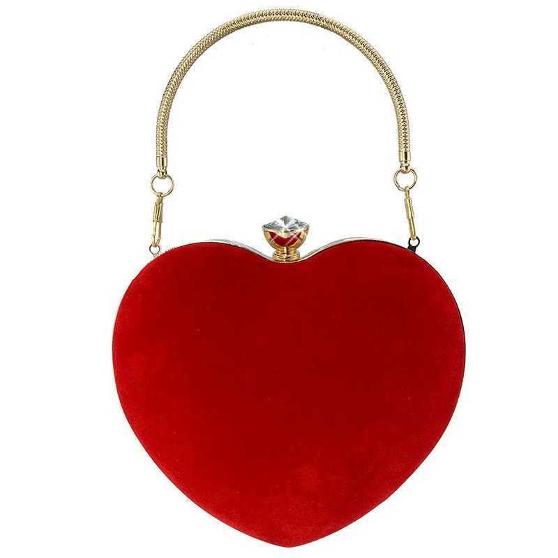 Big Diamond Velvet Peach Heart Love Dress Banquet Evening Dress Handbag