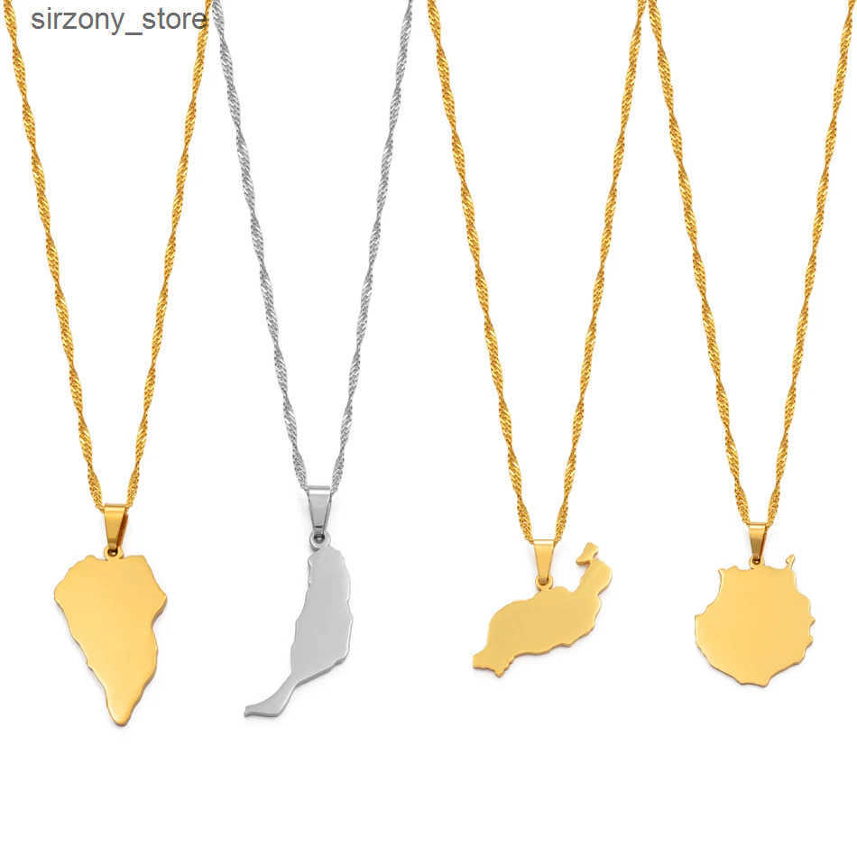 Spain Canary Islands Tenerife/Gran Canaria/Fuerteventura/La palma/Lanzarote Map Pendant Necklaces Women Girl Jewelry #120121 z250513VBVA