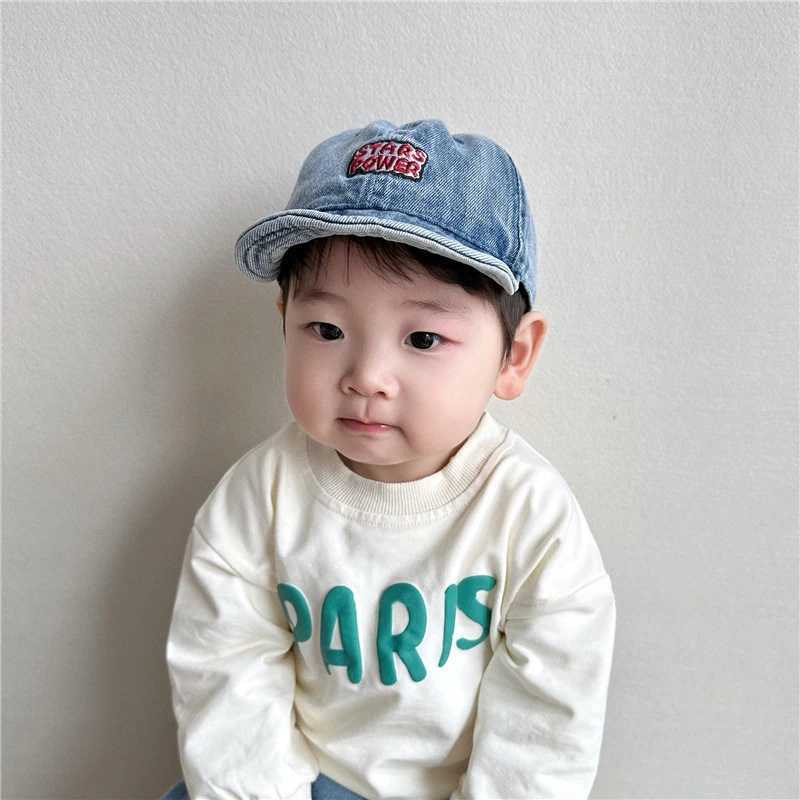 Denim Letter Embroidery Baby Baseball Caps Vintage Spring Autumn Adjustable Kids Peaked Hats For Boy Girl Outdoor Casual Sun Hat R250512