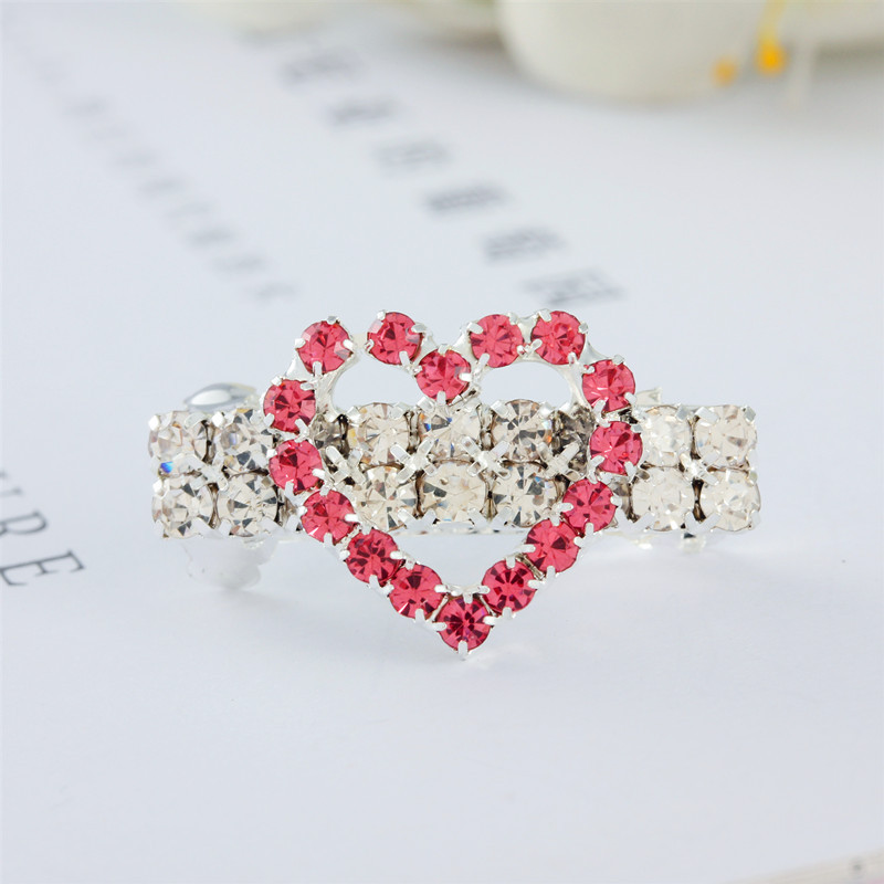 4 Pieces Dog Luxury Hair Clips Pet Crystal Rhinestone Barrette Clips for Dog Puppy Heart Shape Pet Grooming Hair Accessories for Pet Girl S F32