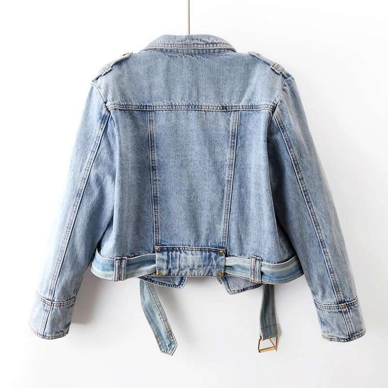 2025 Spring Autumn New High Waist Zipper Long Sleeve Denim Coat Women's Casual Short Loose Jean Top Motorcycle Jackets Female