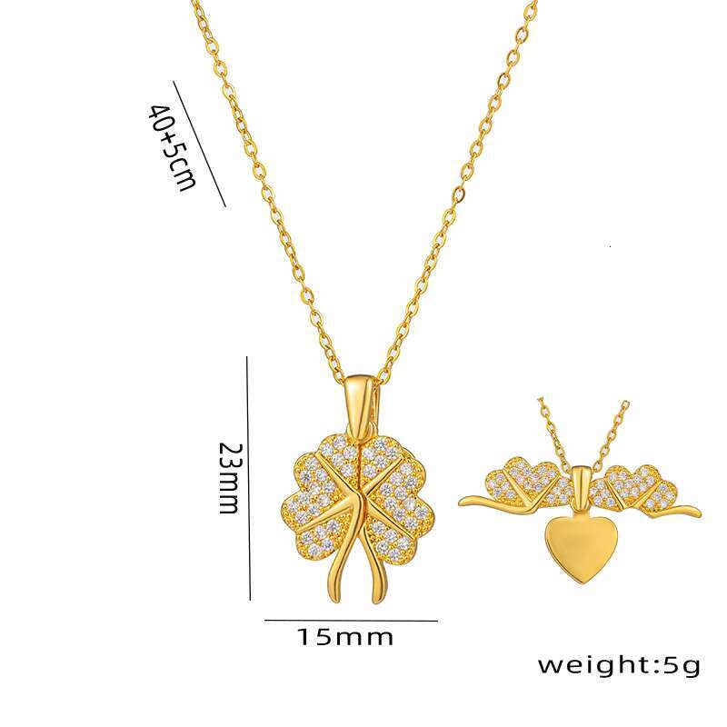 Fashionable Crystal Zircon Love Butterfly Opening Jewelry Pendant Necklace Chain High Quality Personalized Design for Women