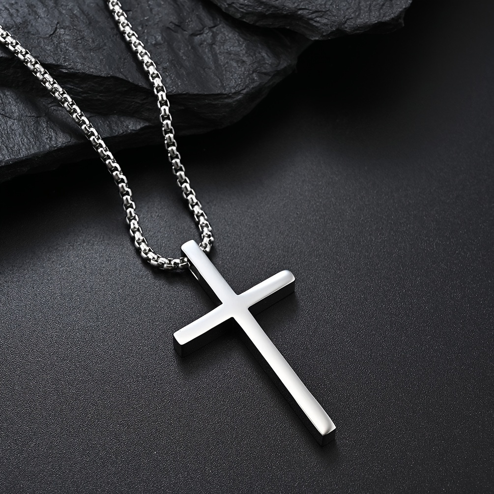 Modern Unisex Cross Design TiSteel Necklace for Everyday Wear - Corrosion-Free