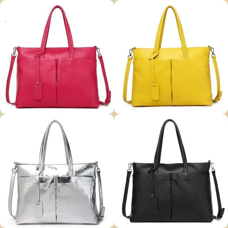 Genuine Leather Tote For Women Casual Elegant Commuter Travel Bag Fashionable Large Capacity Shoulder Handbag