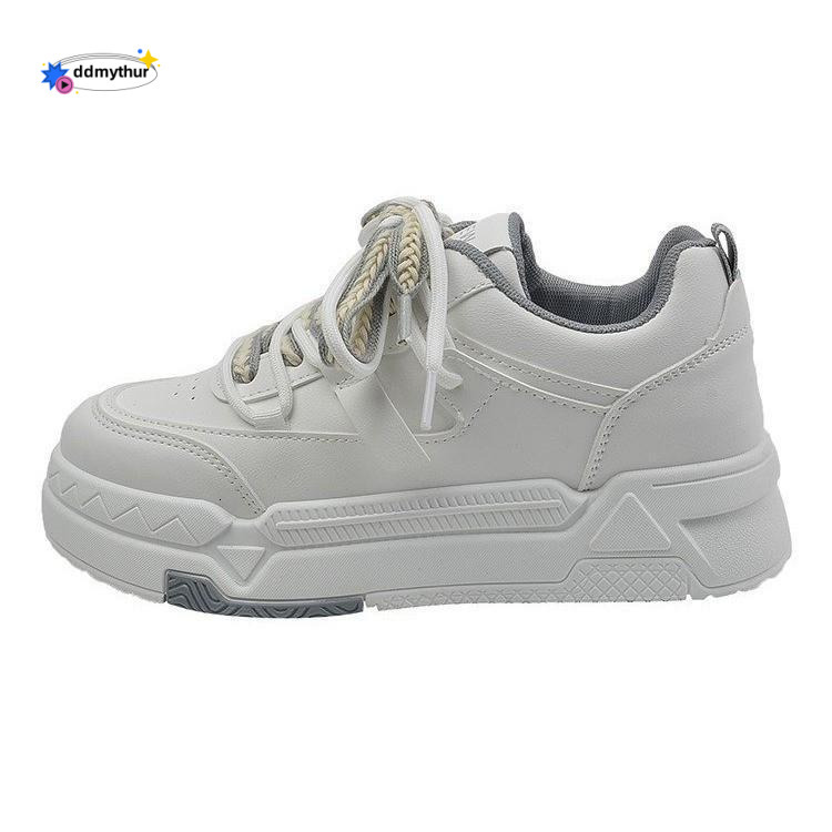 Thick soled white for women in spring autumn, with a high-end feel. 2025 new niche and versatile casual sports board shoes ddmythur