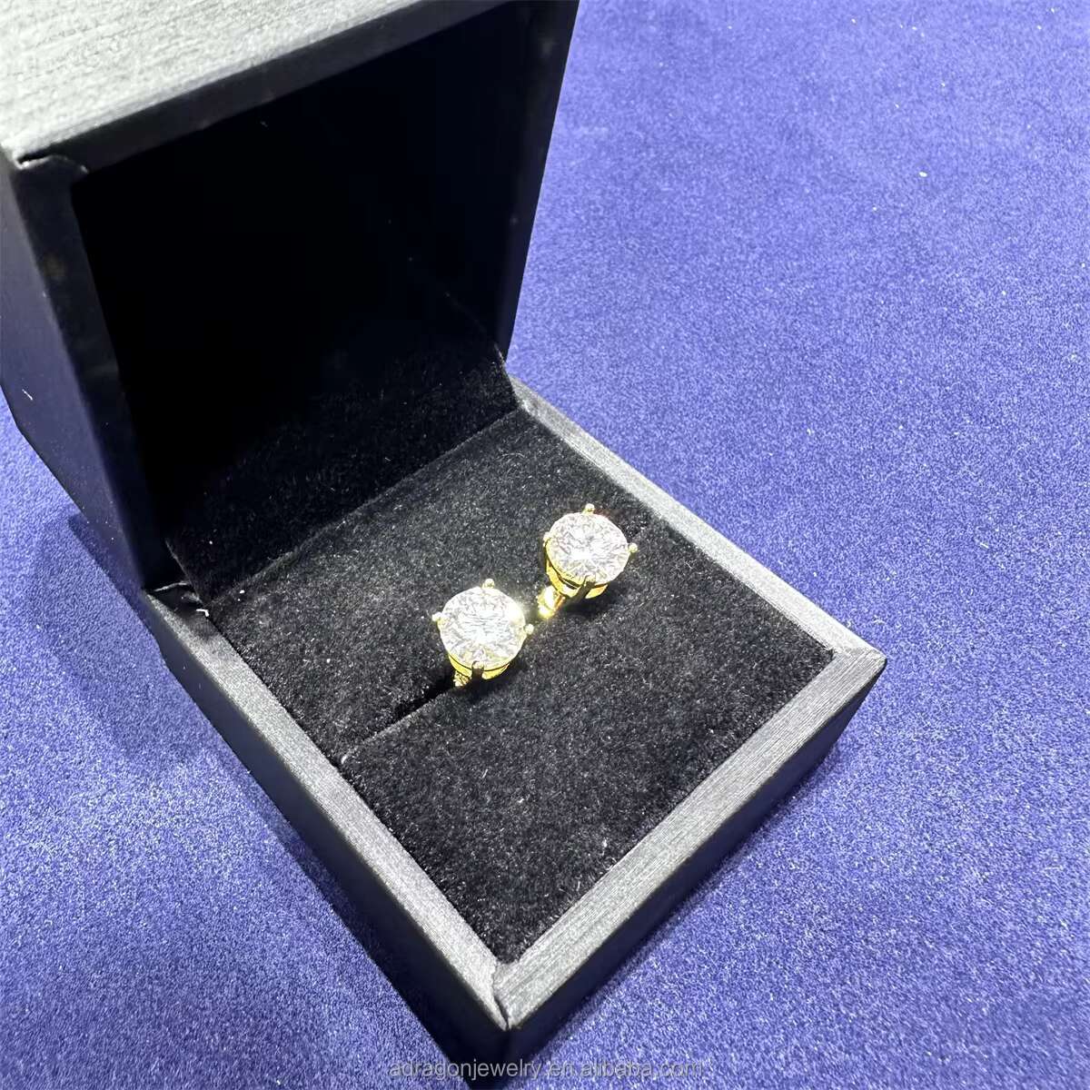 Luxury 14K Gold Plated S92510K Diamond Stud Earrings VVS Moissanite Wholesale Price Easy Wear Hip Hop Style