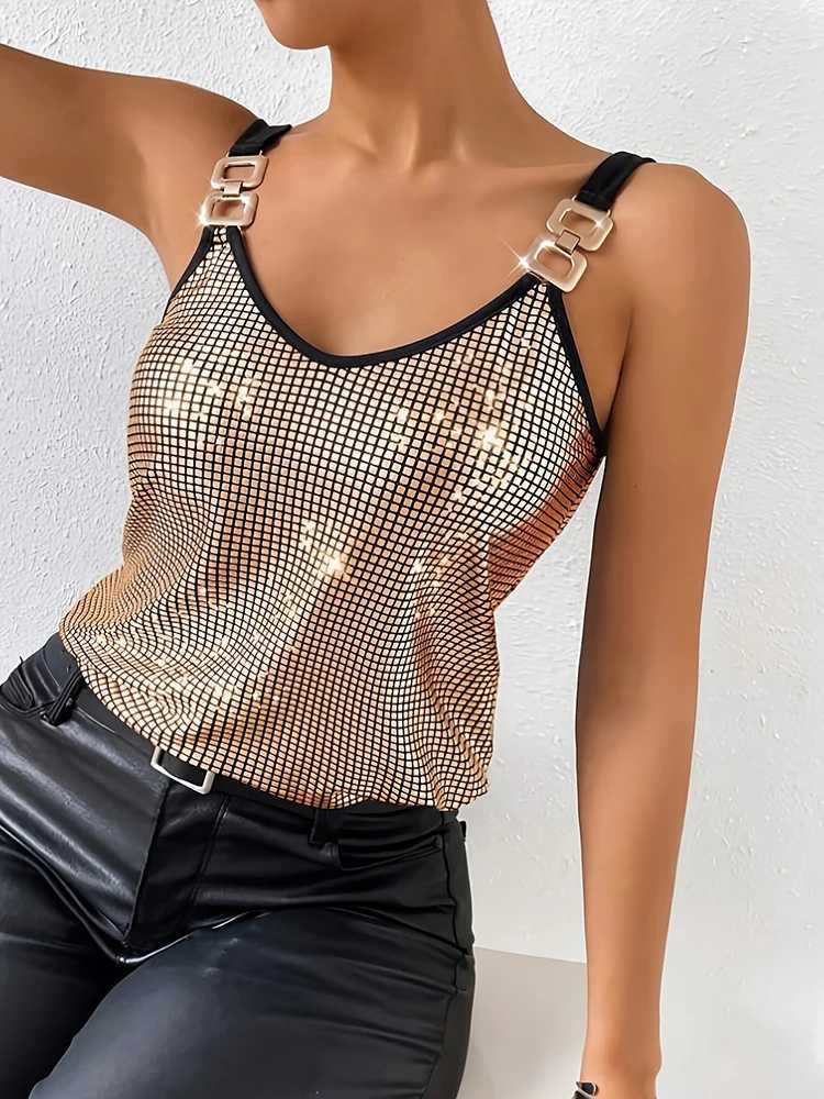 Women Sleeveless Sequined Nightclub Tank TopTanks CamisWomen Sexy Tank TopWhite Tops For Women2000s Clothes Y2k For Women M250513