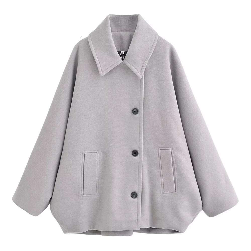 UNIZERA Autumn/Winter New Product Women's Fashion Casual Loose Lapel Bat Sleeves Woolen Cloak Coat