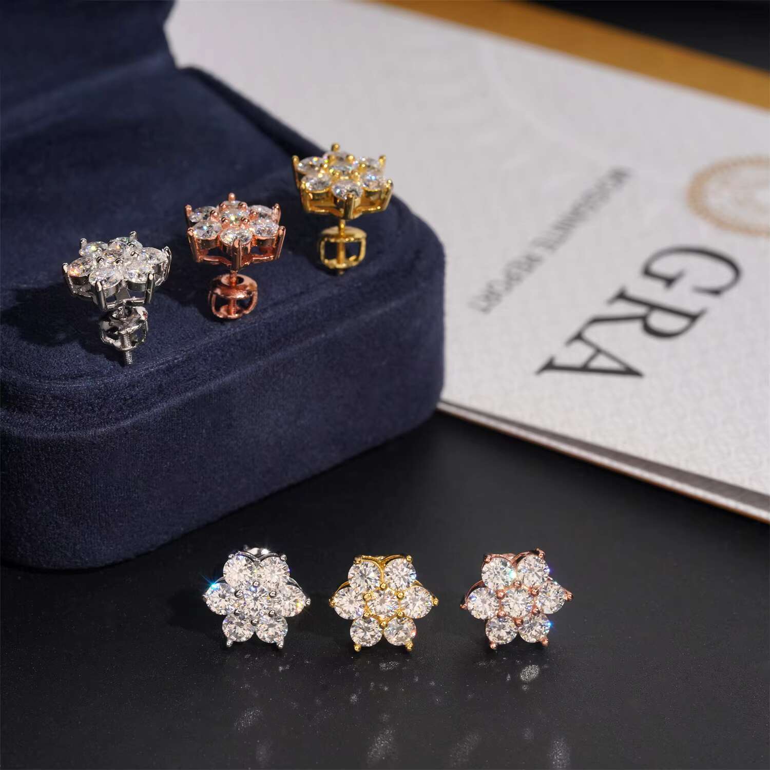 Fast Shipping Screw Back Iced Out Round Diamond 925 Silver Earrings VVS Moissanite Fine Jewelry Hip Hop Mens Earrings