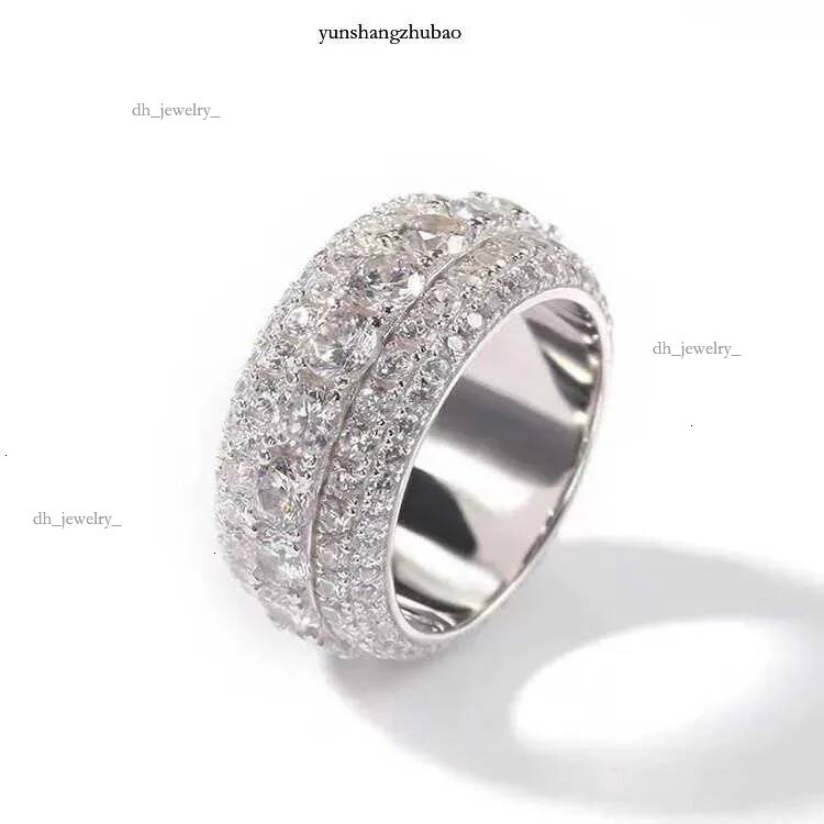 Sier Ring Moissanite Designer Jewelry Fashion Ice Crystal Men Women Hip Hop