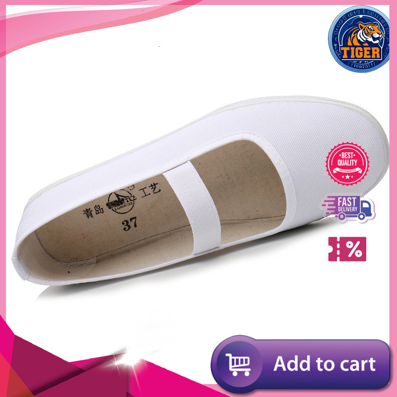 Ddmytiger White Ball Canvas Student Dance Performance Running Competition Shoes Martial Arts Tai Chi Morning Exercise Outdoor Shoes