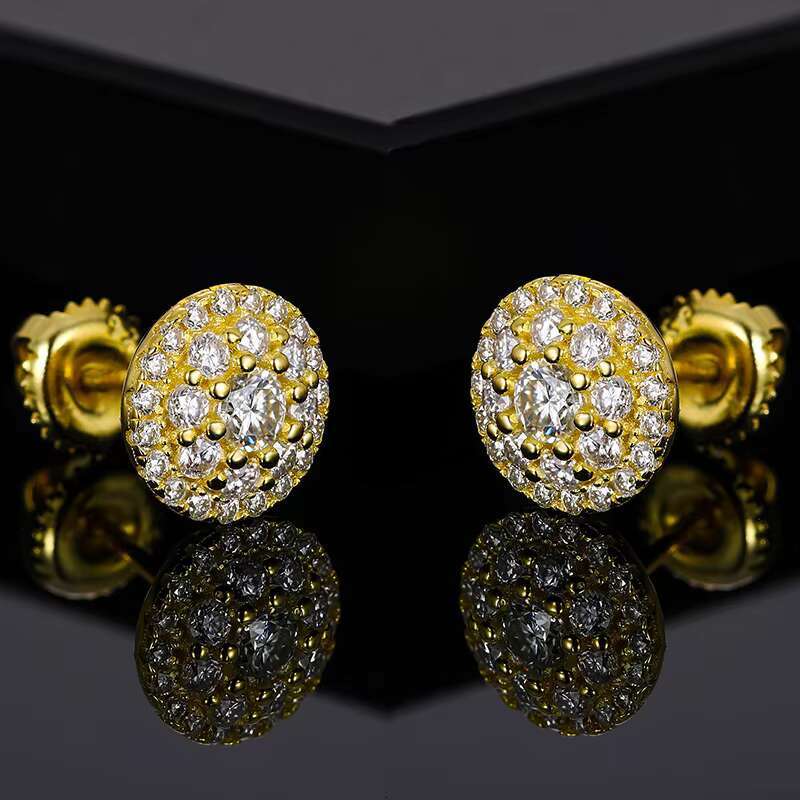 New Arrival Classic 925 Sterling Silver Gra Certified Iced Out Moissanite Stud Earring Fine Hip Hop Men Jewelry