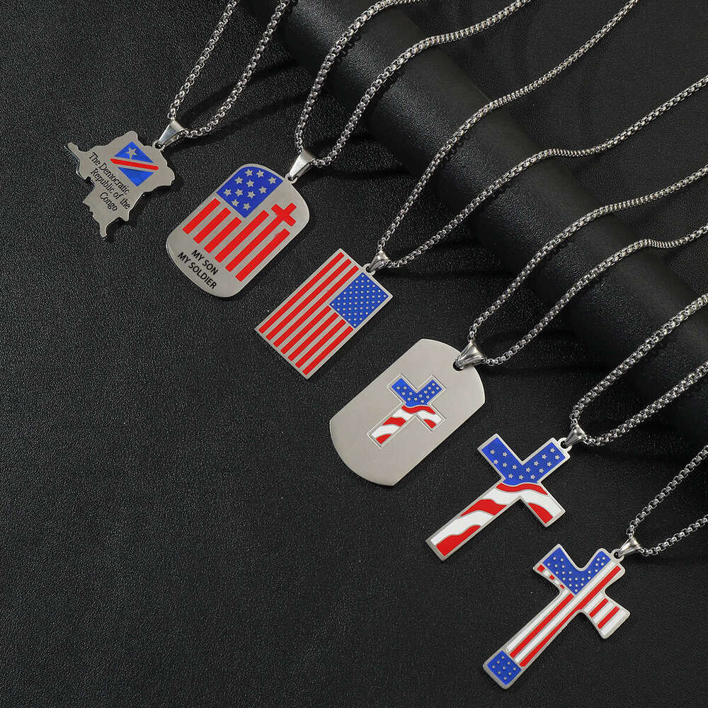 New American - Inspired Stainless Steel Necklace Sets for Men and Women for Independence Day and Weddings