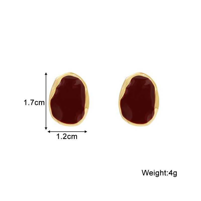 New Trend Wine Red Enamel Womens Stud Earrings Geometric Statement Female Small Earrings Unique Design Unusual Earrings Y250510
