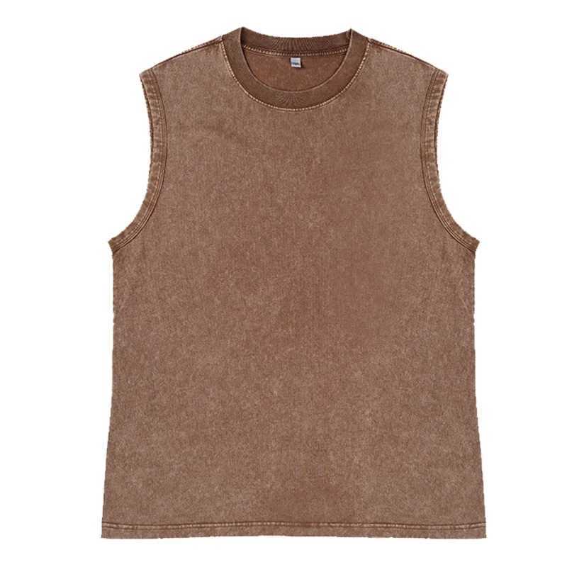 Mens Vest Vintage Washed tee 100% Cotton Tank Tops Summer Casual Sleeveless Tops Streetwear black Loose Tees women M250513