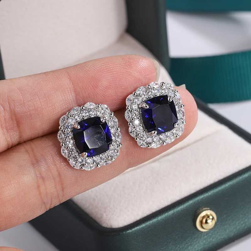 925 Silver Plated Earrings for Women Shiny AAAA Blue Zircon Earrings Stylish Sterling Silver Jewelry Anniversary Gift Earring Y250510
