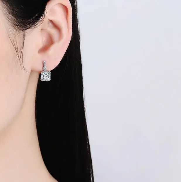 Silver Color Square Zircon Earrings for Women Girl Simple Korean Fashion 925 Silver Needle Ear Buckles Earring Trendy Jewelry Y250510