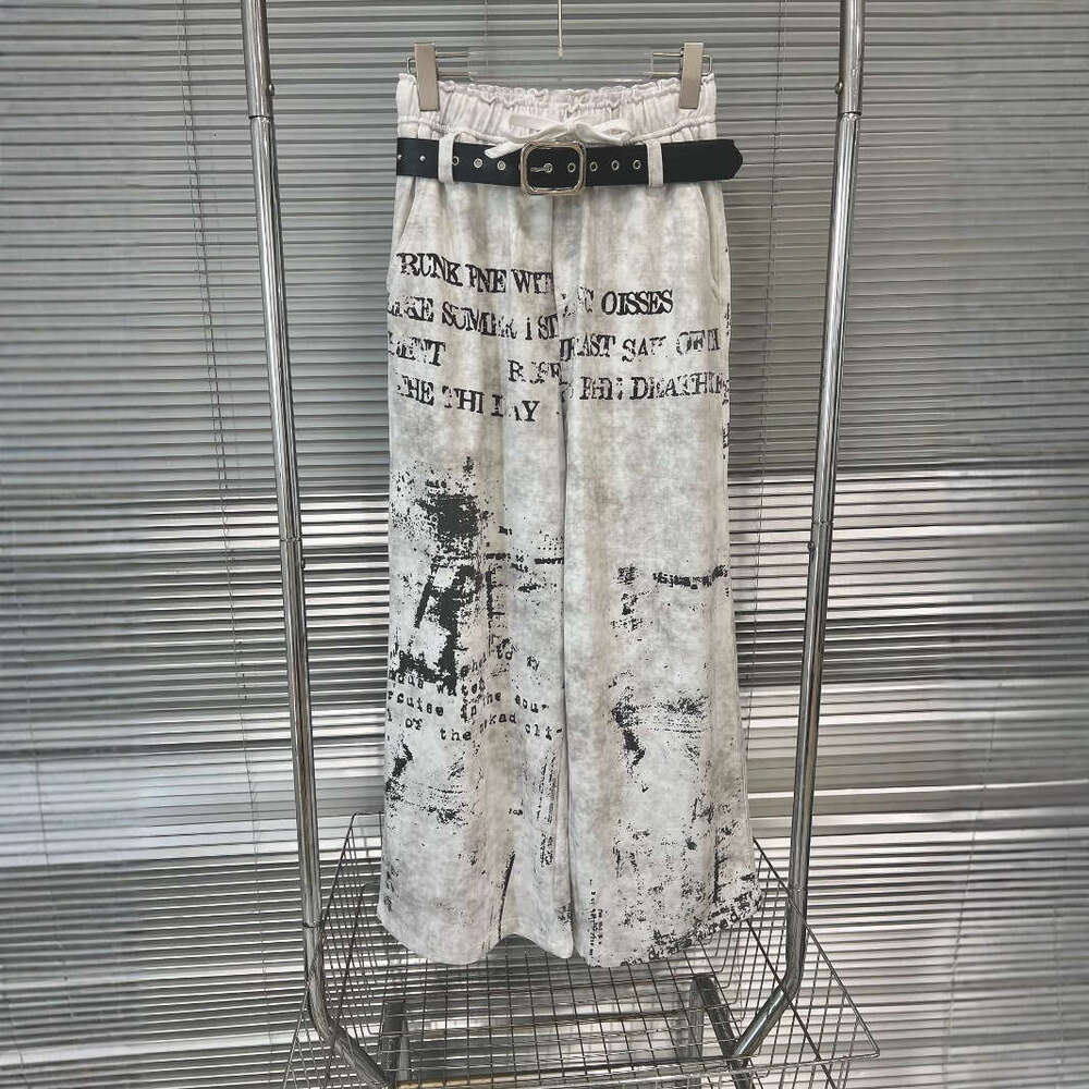 2025 Summer New Printed Versatile Vintage Letter Belt Pants