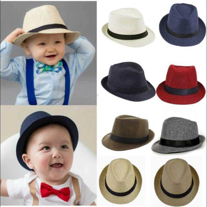 Fashion Children Jazz Top Hat Cool Breathable Kids Straw Cap Fashion Baby Summer Sun Hats 4-12Year Boy Girl Sunshade Panama Caps R250512