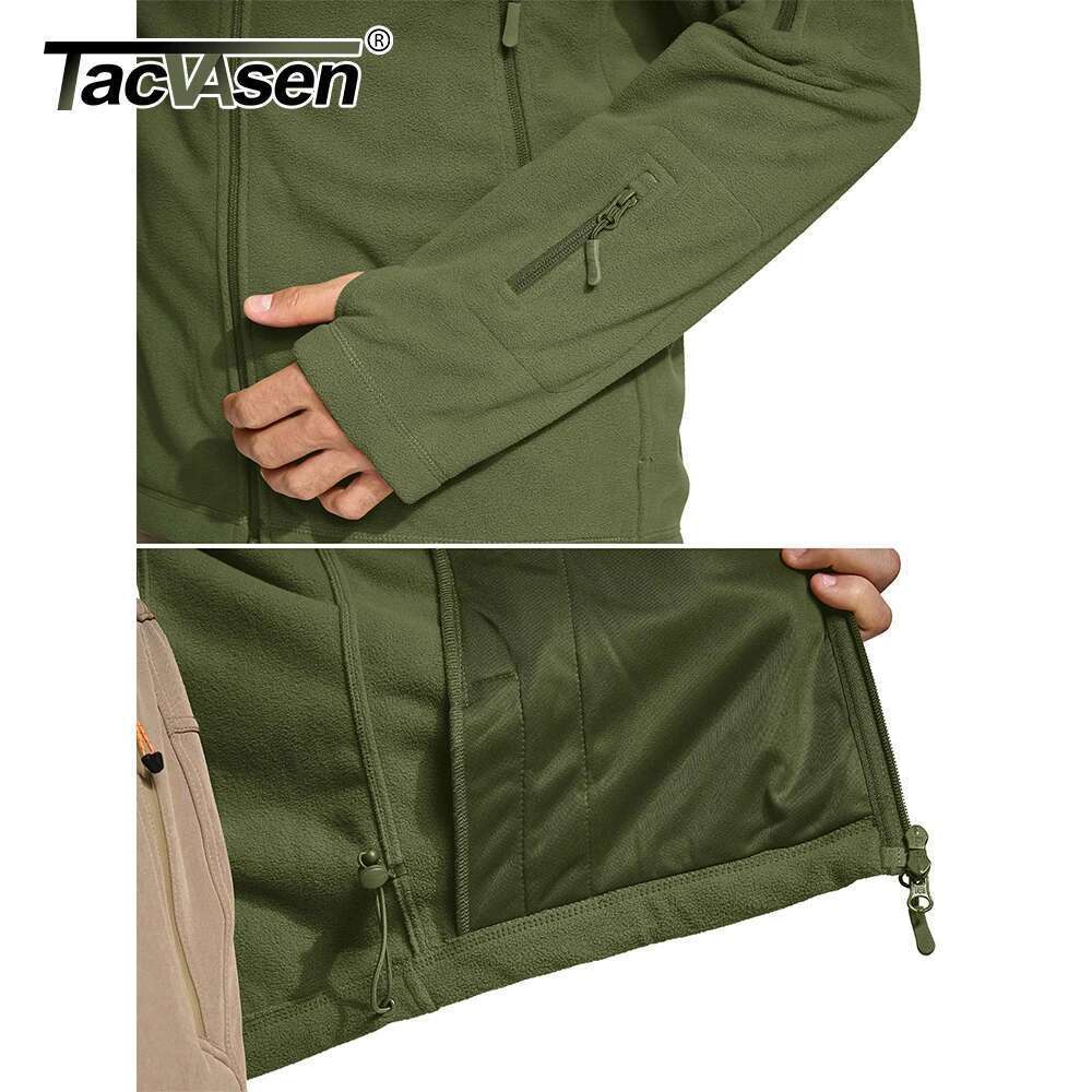 TACVASEN Men's Hoodie Fleece Jacket Fall Winter Warm Full-Zip Outdoor Hiking Working Camping Coat with Multiple Zippered Pockets