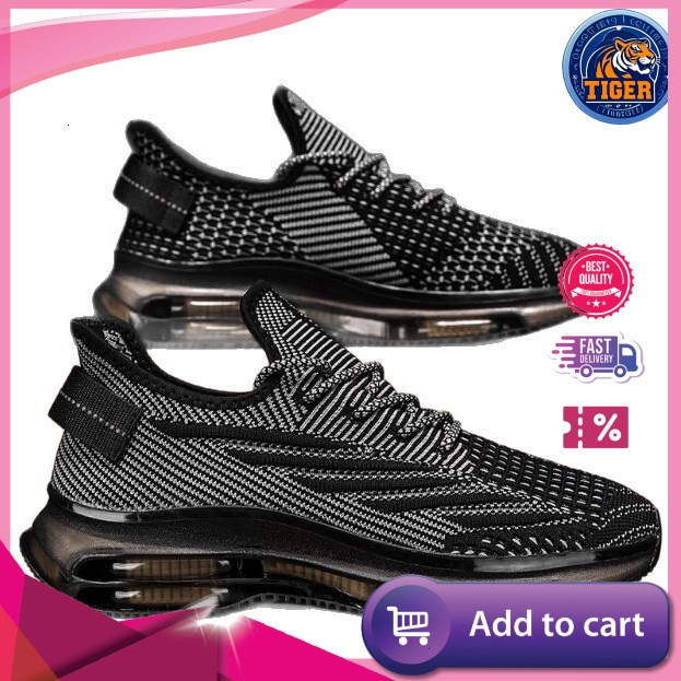 Ddmytiger Putian Coconut Men S Spring Breathable Flyknit Mesh Sports And Leisure Running Ultra Light Air Cushion Shock Absorbent Black Trendy Shoes Ou